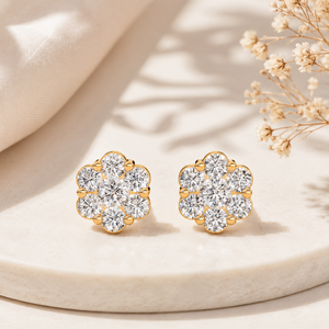 10K <b>Gold</b> Lab Grown Diamond Cluster <b>Stud</b> <b>Earrings</b> | IGI Certified Luxury Fine Jewelry | Elegant Anniversary Gift for Women Gift - Product Image 2