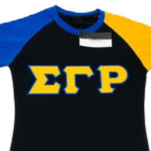 Camiseta con Mangas Sigma Gamma Rho SGRho Azul Premium con Letras Griegas para Mujer, Unisex, Ropa de Hermandad - Product Image 3