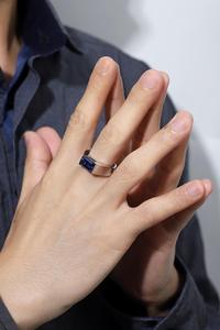 Classic Emerald Cut Lab Grown Diamond 14K Gold Tension Setting Unisex Gemstone Engagement <b>Ring</b> - Product Image 2