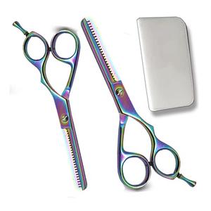 Ciseaux de coiffure Rainbow en acier inoxydable à 30 dents, pour droitiers, manche long, usage professionnel en salon - Product Image 1