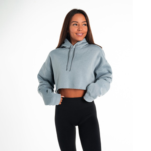 Sudadera con Capucha de Algodón Oversize con Diseño Personalizado OEM de Alta Calidad, Bordado 3D Frontal, Tipo Crop Top, de Forro Polar, con Cremallera, para Invierno - Product Image 1