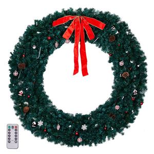 Ghirlanda Natalizia di Lusso Pre-Illuminata da 72 Pollici con 300 Luci Bianco Caldo e 1200 Punte in PVC per Decorazioni Interne e Ornamenti Fai-da-Te - Product Image 1