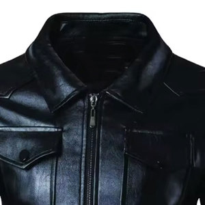 SALVA LEATHER <b>Men</b> Genuine Leather Motorcycle Bomber <b>Jacket</b> Reversible Stand Collar Zipper Closure <b>Sherpa</b> Lining Windproof Slim - Product Image 4