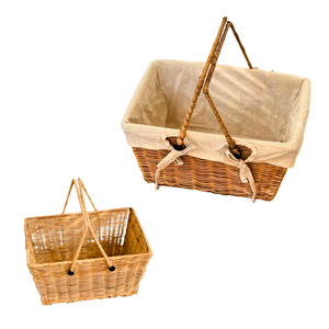 Cesta de Almacenamiento de Mimbre Ecológica con Marco Metálico y Forro Interior de Algodón, Forma Rectangular, para Regalos, Vietnam - Product Image 1