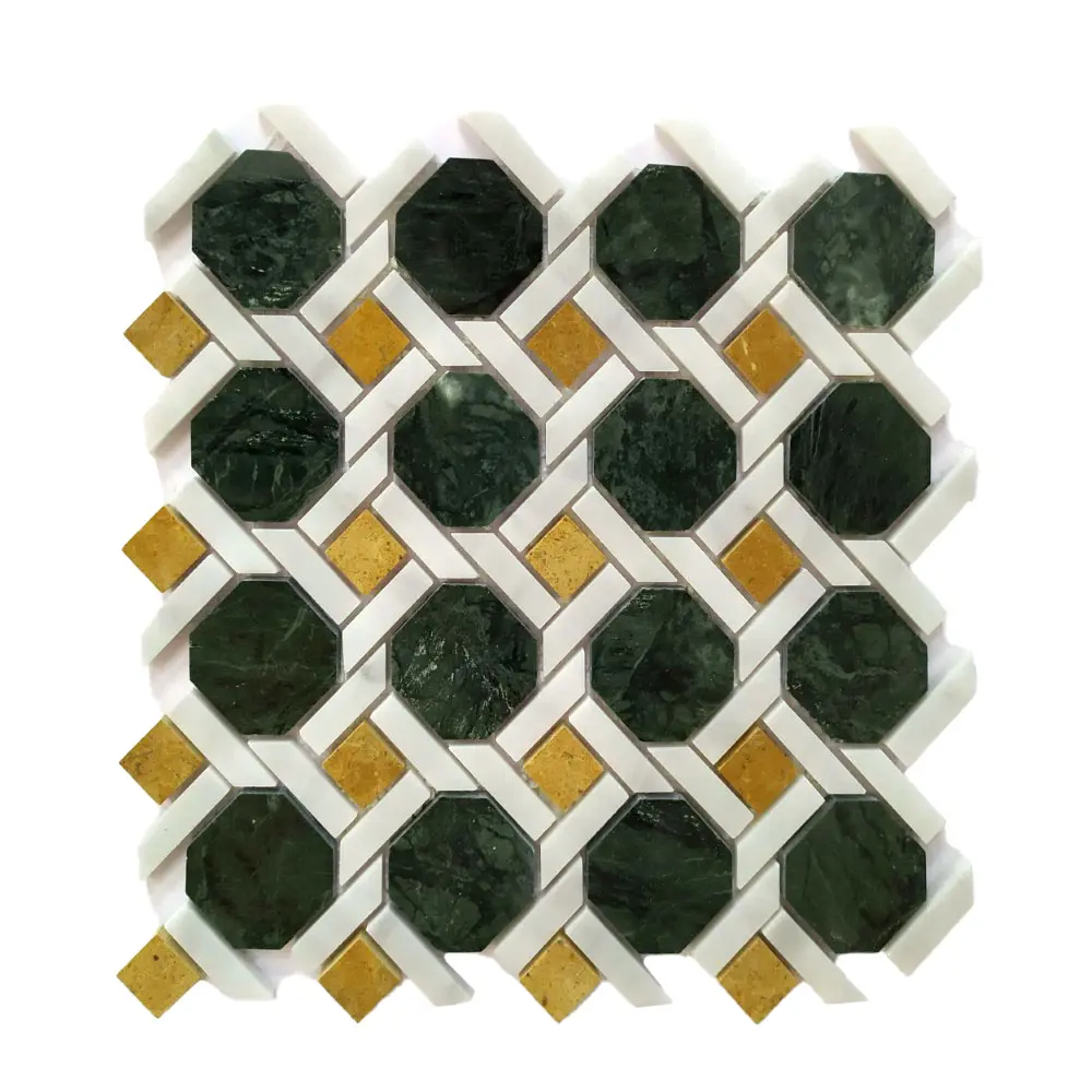 Натуральный шестиугольник черно-белый мраморный камень мозаичный кухонный пол и настенная плитка
