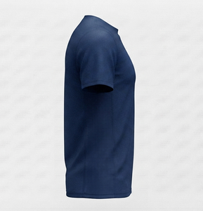 T-shirt à manches courtes pour homme, bleu marine, col rond, coupe classique, 100% polyester, couleur unie, évacuation de l'humidité, toutes saisons - Product Image 5