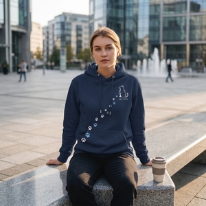 Sudadera con Capucha Personalizada con Estampado de Pata de Gato Azul Marino, Sudadera Informal para Hombre, Ropa Urbana, Diseño Gráfico Animal, OEM, ODM, Venta al Por Mayor - Product Image 4