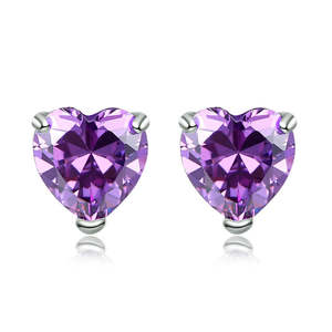 Boucles d'oreilles clous de luxe en forme de cœur bleu en alliage de métal précieux pour un usage quotidien - Product Image 3