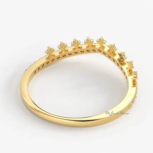 Nature <b>Stacking</b> Chevron <b>Ring</b> Solid <b>Silver</b> Curved Wedding Band Women Dainty Pave <b>Ring</b> Enhancer Thin Wishbone Minimalist <b>Ring</b> - Product Image 3