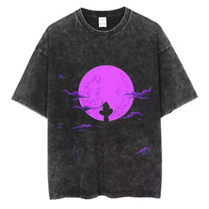 T-shirt en coton imprimé anime japonais vintage pour hommes, style streetwear Harajuku, été, noir, manches courtes, coupe ample, t-shirt en coton - Product Image 6