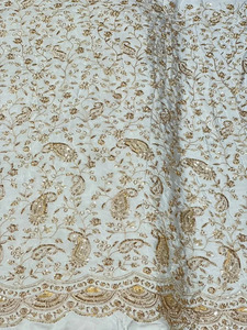 Wholesale Luxury Beaded Lace Fabric Embroidery <b>Sequin</b> Mesh Fabric Bridal Wedding Dress Party Wear <b>Material</b> - Product Image 1