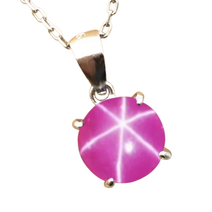 6 Ray <b>Ruby</b> Star Gemstone Pendant Pink Silver Plated Trendy <b>Necklace</b> for Women Gift for Her - Product Image 4