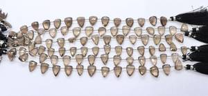 Perles de quartz fumé naturel facettées en forme de triangle 8x11-9x13 MM, perles de pierres précieuses en forme de nœud de 8 pouces, perles fantaisie en quartz fumé - Product Image 5