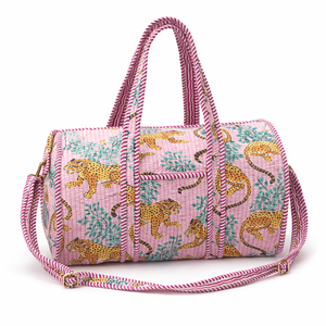 Bolsa de lona de algodón acolchada de lujo y duradera Le Souvenirs con estampado de tigre, cinturón desmontable y cremallera de gran capacidad - Product Image 1