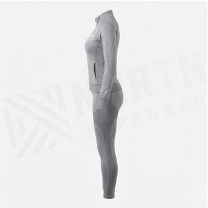 Conjunto de Yoga de 2 Piezas North Approach, Cierre Frontal Completo, Color Gris Sólido, Absorbe el Sudor, Ropa Deportiva para Mujer - Product Image 2