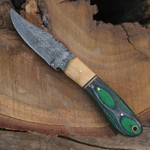 Couteau de chasse artisanal en acier Damas, professionnel, forgé à la main, lame pleine longueur, pour la chasse en plein air, le camping, le bushcraft et la survie - Product Image 5