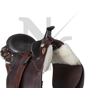 Selle de dressage australienne avancée pour l'équitation, en cuir de vachette premium, avec siège rembourré en bois renforcé et quincaillerie nickelée - Product Image 6