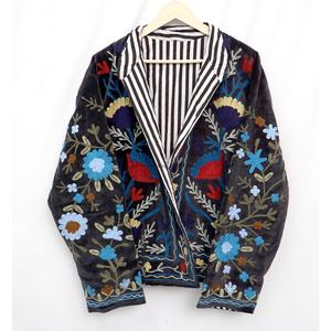 Timeless Luxury Unisex Handcrafted Velvet Embroidered Eco-Friendly Reversible Cotton Lining Jacket Boho Ethnic Statement <b>Coat</b> - Product Image 2
