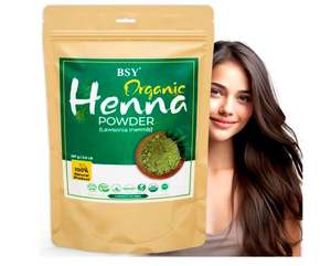BSY Henna Orgánica en Polvo para el Cabello, 100% Pura y Natural, Polvo Herbal Maruthani para un Color Intenso, Henna Sin Químicos para Mujeres - Product Image 1
