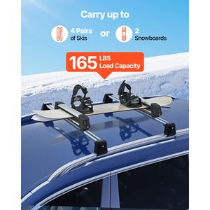 Portasci e Portasnowboard Universale in Alluminio per Tetto Auto con Serratura, per 4 Paire di Sci e 2 Snowboard - Product Image 2