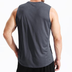 Débardeur sans manches respirant à séchage rapide pour homme, col rond, couleur unie, décontracté, pour l'entraînement, en coton tricoté, style ajusté PITCHER - Product Image 2