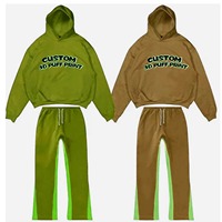 Survêtement streetwear Y2K personnalisé pour homme, sweat à capuche en molleton de coton léger, pantalon évasé 3D pour l'hiver, séchage rapide