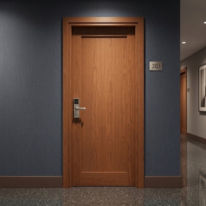 Puerta Interior Moderna de Madera de Caoba con Chapa de Madera, Puerta de Madera Sólida para Dormitorio, Cocina, Apartamento, Casa, Apertura Lateral - Product Image 3