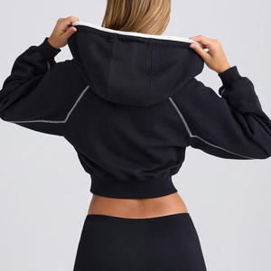 Cropped Pullover Hoodie Fleece <b>Black</b> Slim Fit Knitted Cotton Quick Dry Streetwear Pocket Casual Autumn Men's <b>Sweatshirt</b> - Product Image 4