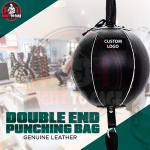 Saco de Boxeo de Cuero Genuino de Doble Extremo, Forma Redonda, Color Negro, el Mejor Producto, con Impresión de Logotipo Personalizado - Product Image 5