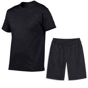Ensembles d'été pour hommes 100% coton, t-shirts à col rond et shorts, fabriqués au Pakistan, haute qualité. - Product Image 3