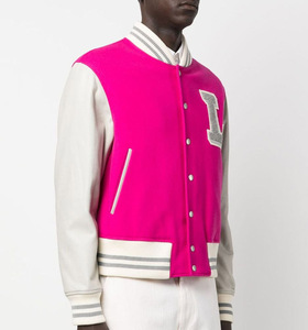 Veste de baseball verte pour homme avec broderie lettre L, coupe classique, col rabattu - Product Image 4
