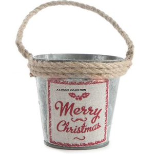 Seau en métal galvanisé au design unique et élégant, aspect luxueux, avec poignées en corde, vierge pour sublimation, accessoires et fournitures de Noël - Product Image 2