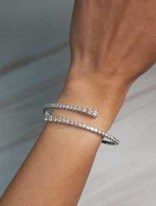 3 CT Lab Grown Diamond Hard <b>Bracelet</b> in 14K Gold for Women | Luxury Bangle | Elegant Bridal Jewelry - Product Image 4
