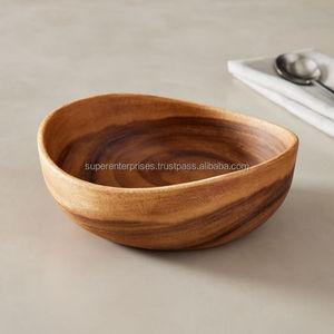 Bol de service décoratif en bois massif pour centre de table, élégant, polyvalent, pour la salle à manger et la maison - Product Image 3
