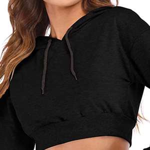 Sudadera Corta de Invierno para Mujer, con Capucha y Cordón Ajustable, Moderna, Ligera, 100% Algodón Felpa, Ecológica y Personalizable - Product Image 2