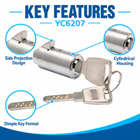 Serrure à came pour distributeur automatique de haute sécurité, grade ANSI 2, en alliage de zinc, entraxe 23,5 mm, finition chrome brillant, pour armoire