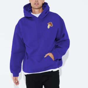Sudadera con Capucha Morada para Hombre con Bordado de Hongo, Ajuste Oversize, Casual, de Algodón y Felpa, para Otoño - Product Image 1