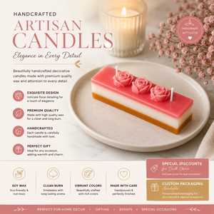 Bougie décorative rectangulaire brillante en cire de soja, inspirée des desserts superposés, parfumée aux fruits et aux fleurs, pour la maison, cadeau de mariage - Product Image 4