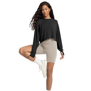 Sudadera con capucha para mujer, 100% algodón, cuello redondo, antipilling, transpirable, bordado sólido, otoño, hombros caídos, corte holgado y corto, hecha a medida - Product Image 1