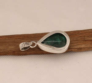 925 pendentif en argent Sterling pierre précieuse pendentif fait main cadeau de demoiselle d'honneur pendentif émeraude naturelle bijoux en argent - Product Image 1