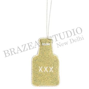 Brazeal Studio - Ornements de Noël faits main en velours et satin, écologiques, brodés de perles, personnalisés, 4 pouces (10 cm), dorés, fabriqués en usine - Product Image 5