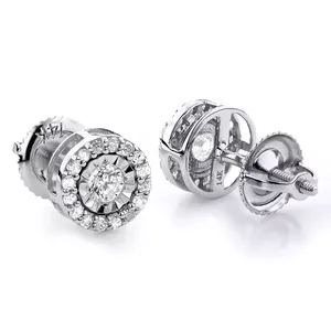 Boucles d'oreilles clous EtherStar 0,50 ct en diamant de laboratoire certifié IGI, plaqué or de luxe, pavé halo, fermoir à vis pour femme - Product Image 2