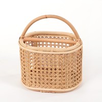 Organisateur de couverts en rotin, panier à couverts en bois, panier de rangement, décoration et rangement pour table à manger