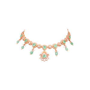 Ensemble collier et boucles d'oreilles plaqué or, style mariée traditionnel, fabriqué en argent sterling Gajaah 925 pour femmes, idéal pour les occasions festives - Product Image 4