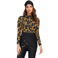 Maillot de bain musulman imprimé grande taille 2 pièces à manches longues, burkini islamique modeste, séchage rapide, ensemble de plage – Collection 2026 (Prix de gros)