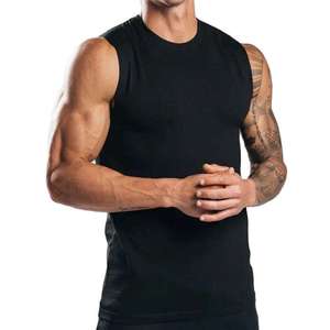 Summer Fashion Solid Color Round Neck <b>Vest</b> Men's Workout Tank Tops Running Tank Tops Gym Wear Men's with screen printing logo - Product Image 1