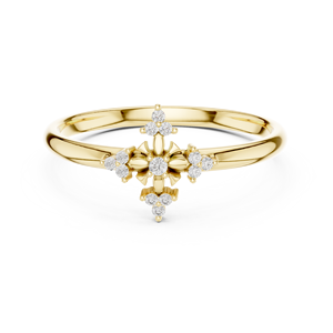 Anillo de oro macizo de 14k para mujer con diamante de corte redondo minimalista geométrico simétrico, ideal para regalo, compromiso, aniversario, boda. - Product Image 1
