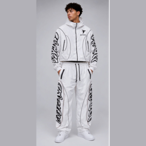 Conjunto Deportivo Personalizado OEM/ODM 2026 para Hombre, Chaqueta Cortavientos Blanca de Invierno, Pantalones Deportivos con Estampado, Sudadera para Hombre - Product Image 3