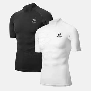 T-shirt de compression tricoté haute performance avec tissu extensible, séchage rapide et respirant pour l'entraînement quotidien à la salle de sport - Product Image 5