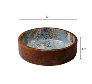 ชามไม้สำหรับขนมขบเคี้ยวขนาดใหญ่ลายสวรรค์สีเขียวปรับแต่งได้ชามผลไม้อเนกประสงค์ - Product Image 4
